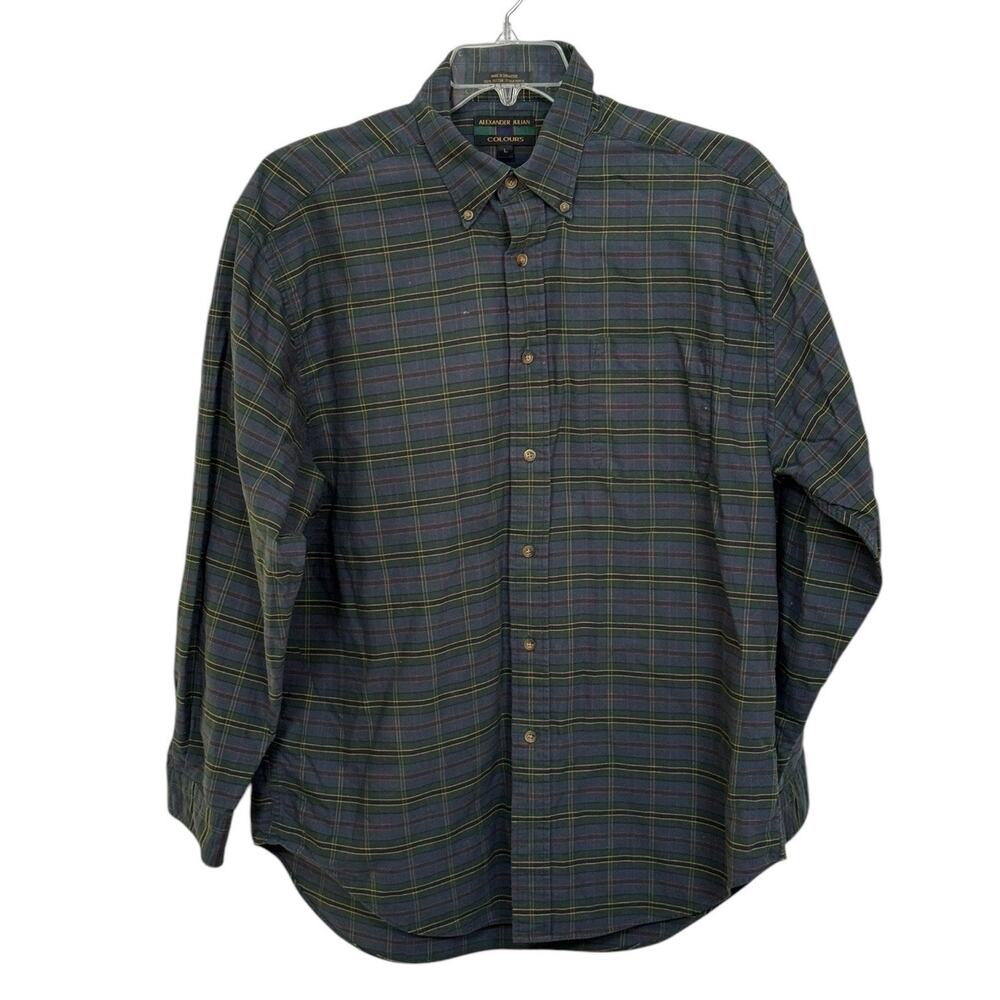 Alexander Julian Colours Men's Shirt Large Long Sleeve Plaid Outdoors READ NOTE